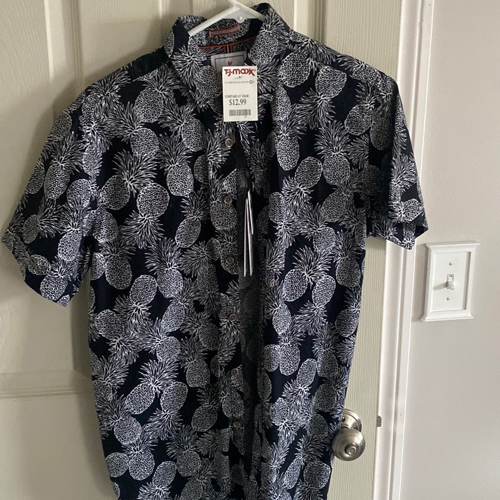 Pineapple button down polo shirt